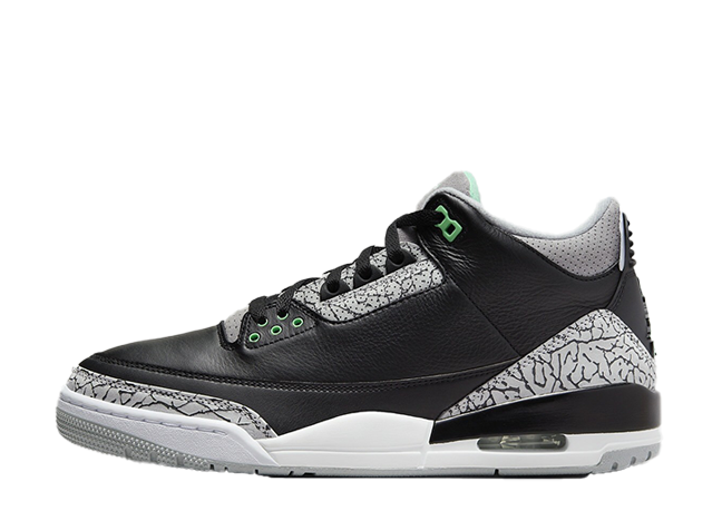 ナイキ エアジョーダン3 レトロ "グリーングロー" ブラック/グリーングロー/ウルフグレー/ホワイト