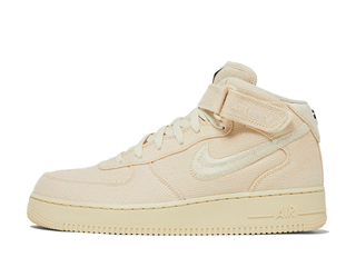 Stussy × Nike Air Force 1 Mid "Fossil Stone" Fossil Stone/Fossil Stone 25.5cm