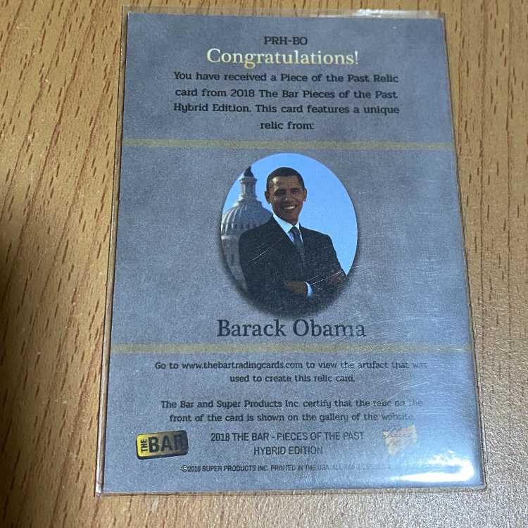 超貴重！バラク・オバマ大統領のレリックカード Barack Obama