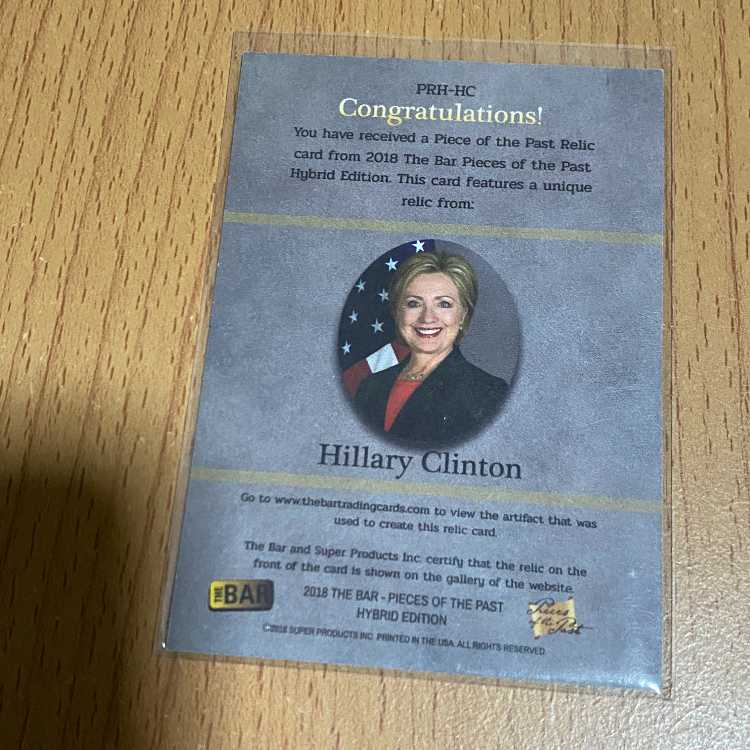 超貴重！ヒラリー・クリントンのレリックカード Hillary Clinton