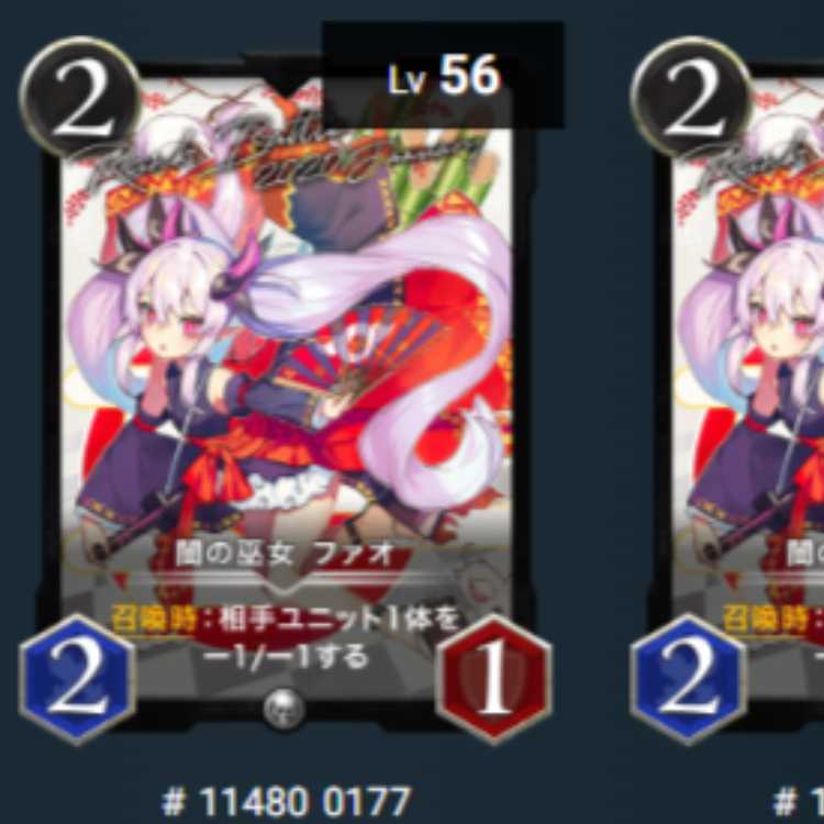 闇の巫女 ファオ 2枚 Lv56 Lv72 シルバー