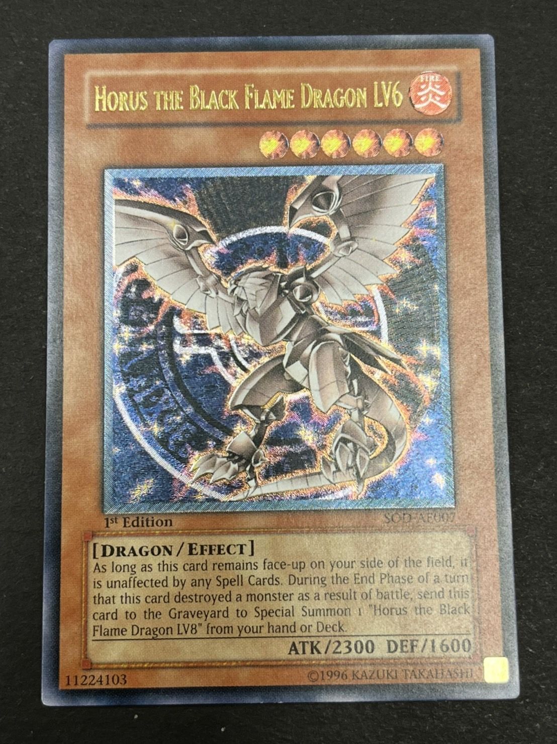 遊戯王　ホルスの黒炎竜lv6 アジア　レリーフ　psa9 PSA9鑑定済〕ホルスの黒炎竜LV6【レリーフ】{SOD-JP007