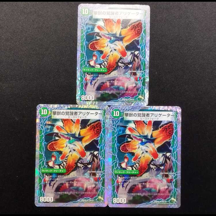 中古品 デュエルマスターズ 時空の花カイマン/華獣の覚醒者アリゲーター U 3枚セット