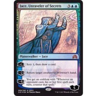 [EX+](FOIL)(2017)秘密の解明者、ジェイス/Jace, Unraveler of Secrets《英語》【SDCC】 1枚
