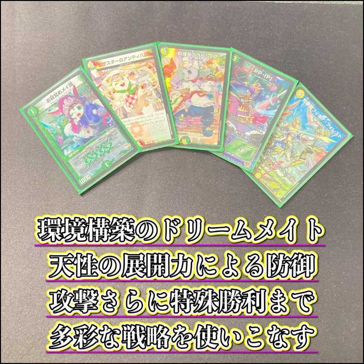 大会構築 【白緑ドリームメイト】 デッキ＆二重スリーブ 《 ピザスターのアンティハムト 料理犬のヴィヤンドゥ 料理長のラビシェフ 料理猫のプワソン PP-「P」 光夢龍フィオナ・フォレスト 》 1枚