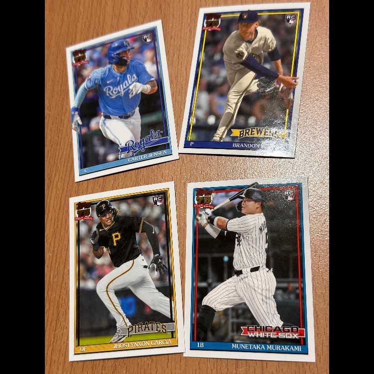 Set of 4 1991 Topps Baseball inserts featuring Munetaka Murakami 4枚