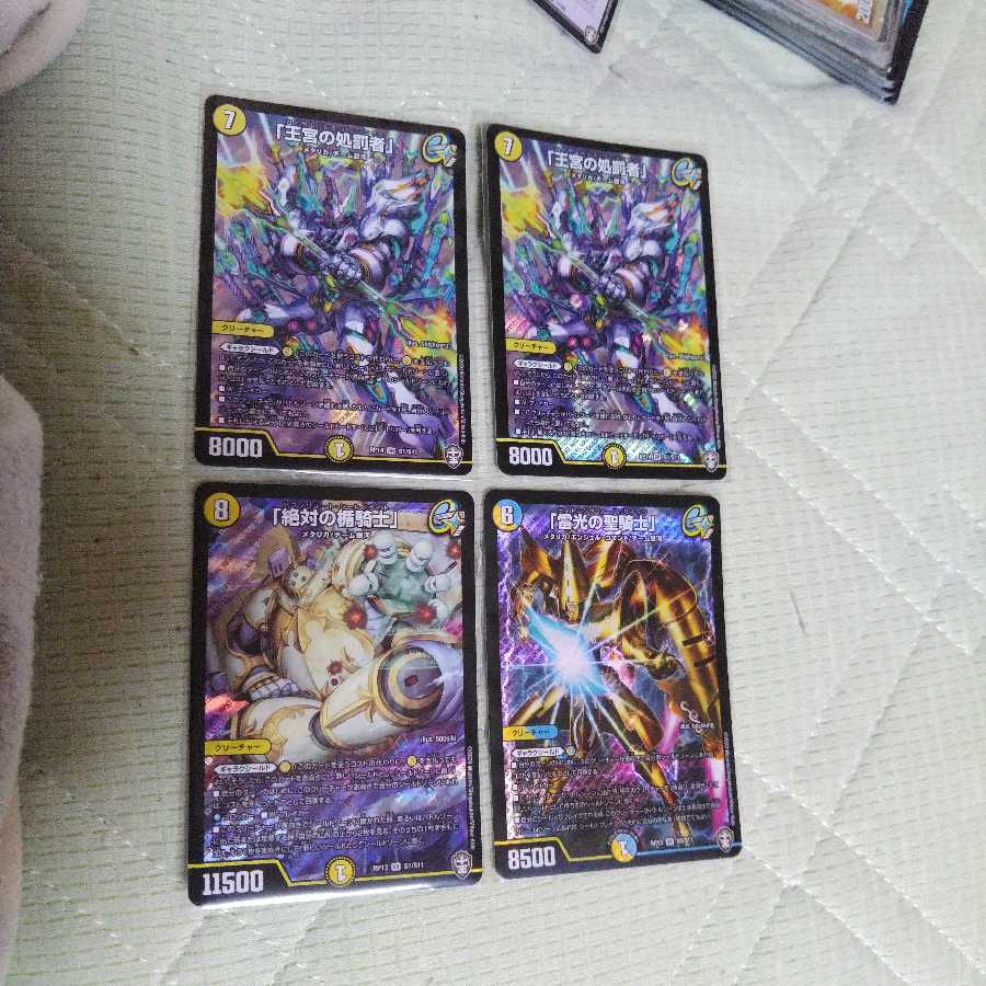 絶対の楯騎士、雷光の聖騎士、王宮の処罰者×2枚、蒼刀の輝将×2枚