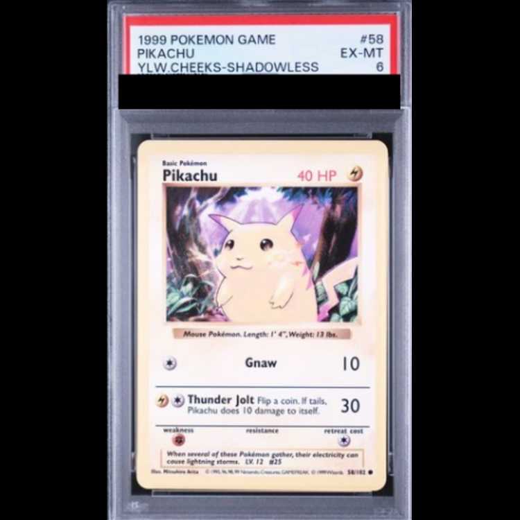 [PSA6] Pikachu 58/102 Shadowless Yellow Cheek English Version 1枚