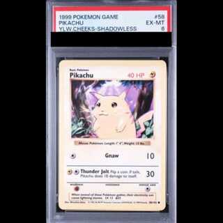 [PSA6] Pikachu 58/102 Shadowless Yellow Cheek English Version 1枚