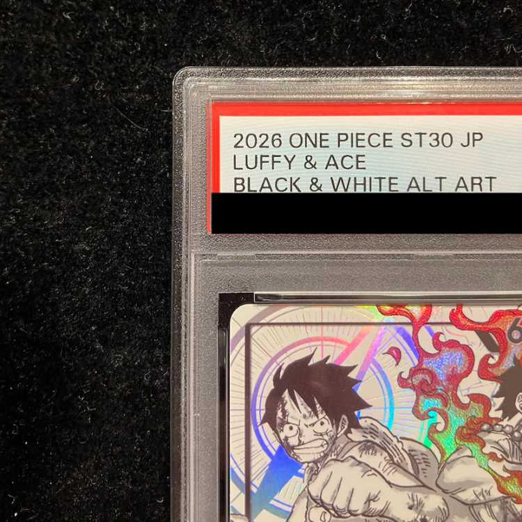 【PSA10】ルフィ&エース(パラレル/白黒版) P-L ST30-001 1枚