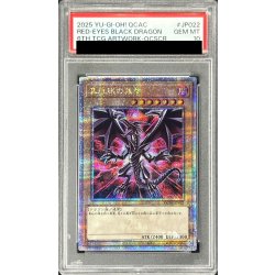 [*Condition: Poor / PSA 10 Certified] Red-Eyes Black Dragon (3, facing upper-left / red background) [Quarter Century Secret] {QCAC-JP022} 《Monster》 1枚