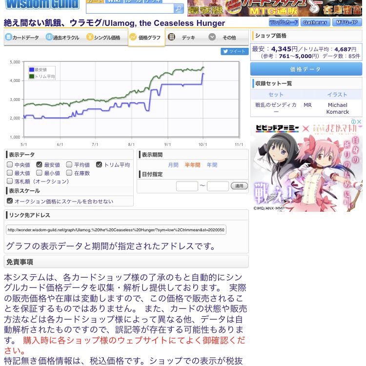 絶え間ない飢餓、ウラモグ 神話レア　2枚