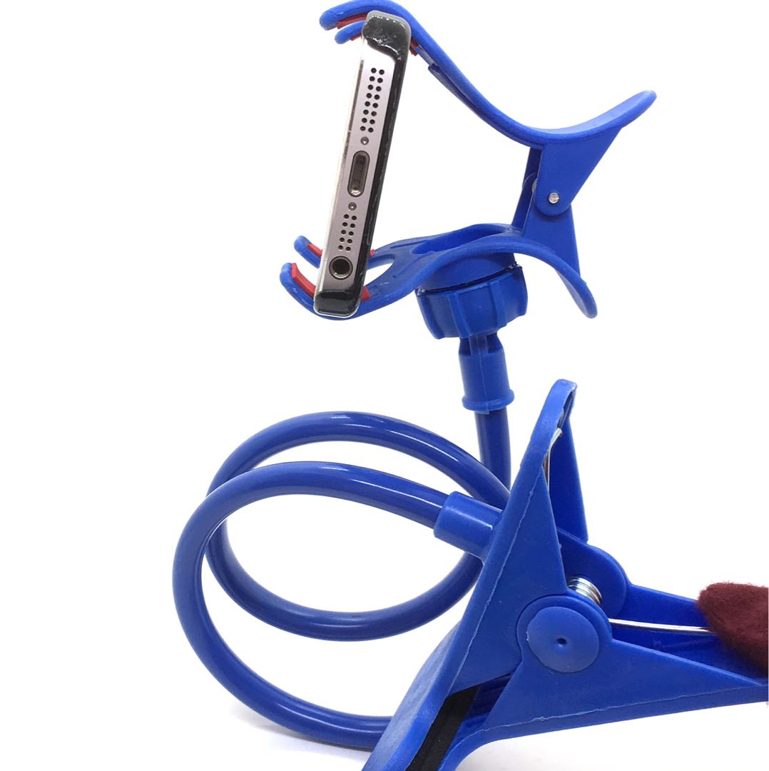 スマホ用 フレキシブルアーム スタンド 水色 スマホホルダー 曲がるスタンド