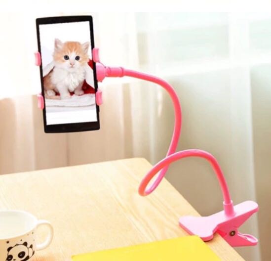 スマホ用 フレキシブルアーム スタンド ピンク スマホホルダー 曲がるスタンド
