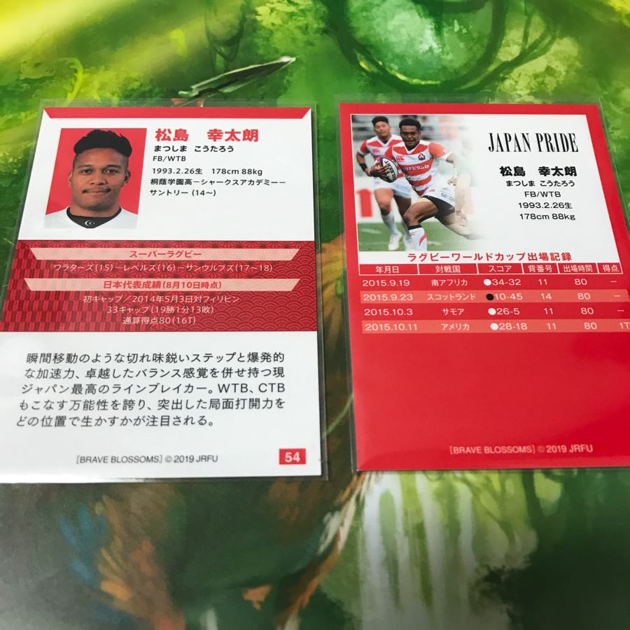 ラグビー日本代表 松島幸太朗 レギュラー2枚セット