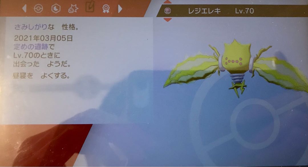 ポケモン　ソードシールド　菱形色違いレジエレキ　オシャボ入り