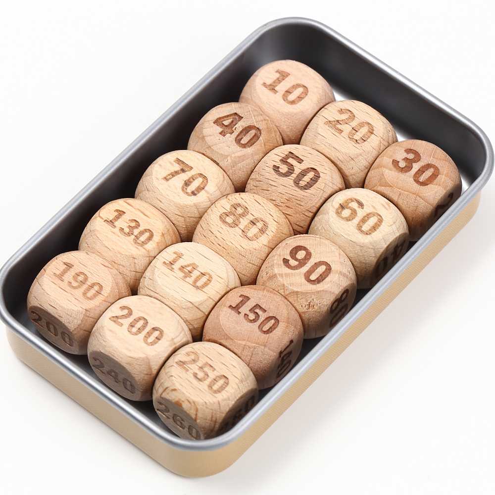 TOYGER Damaged Dice, wooden (natural), 16 pieces, new.