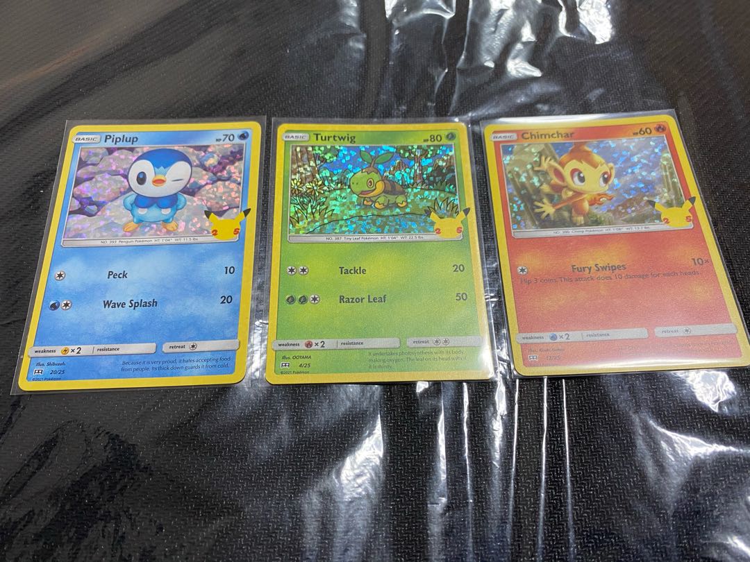 Pokémon 25th Anniversary McDonald's USA Limited Promo Piplup, Turtwig, Chimchar