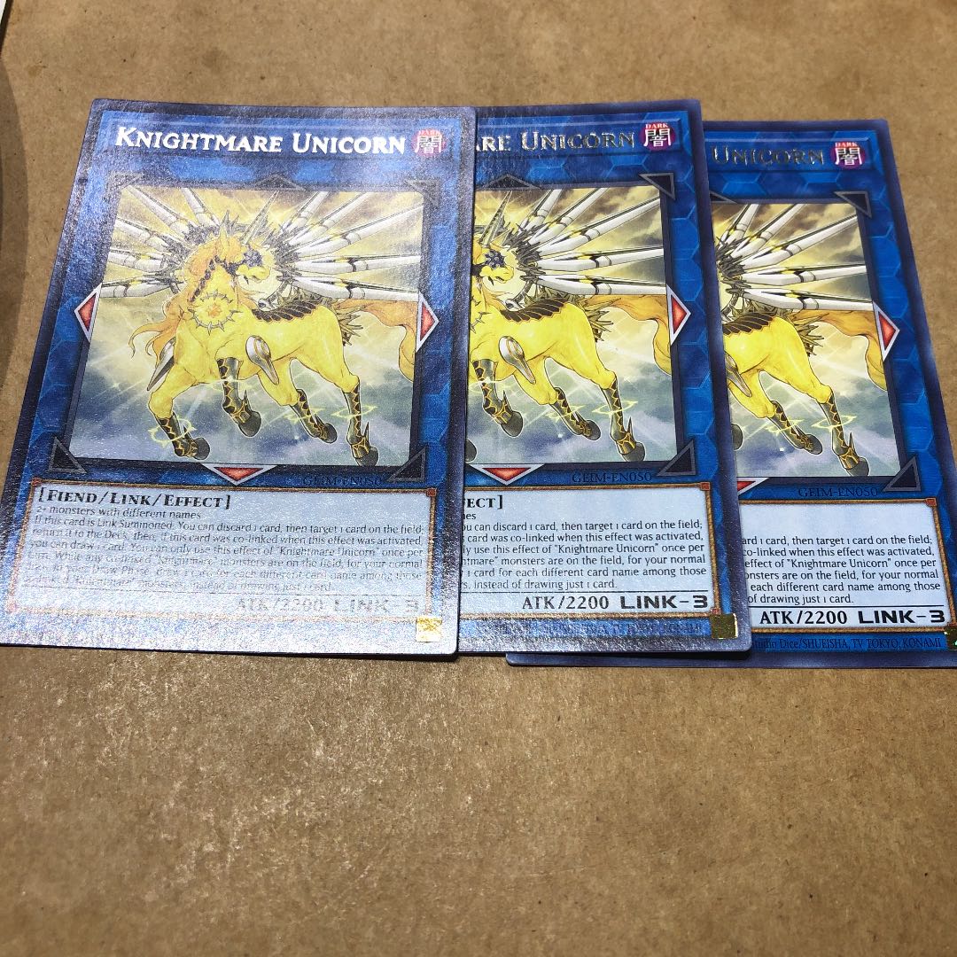 Yu-Gi-Oh! English Knightmare Unicorn Character Rare Set of 3 1st