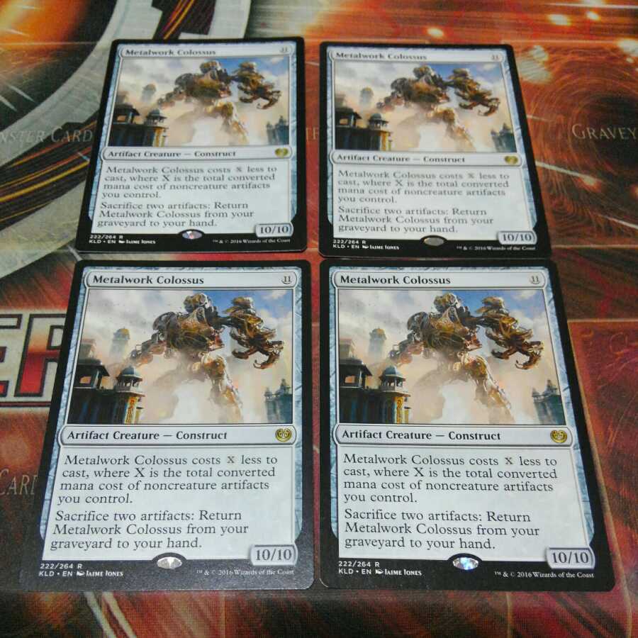 Over 100, Metalwork Colossus, scratches, four sheets, MTG