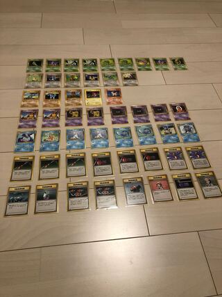 Pokémon cards, old back side, first edition, unmarked, 52 cards, sold in bulk