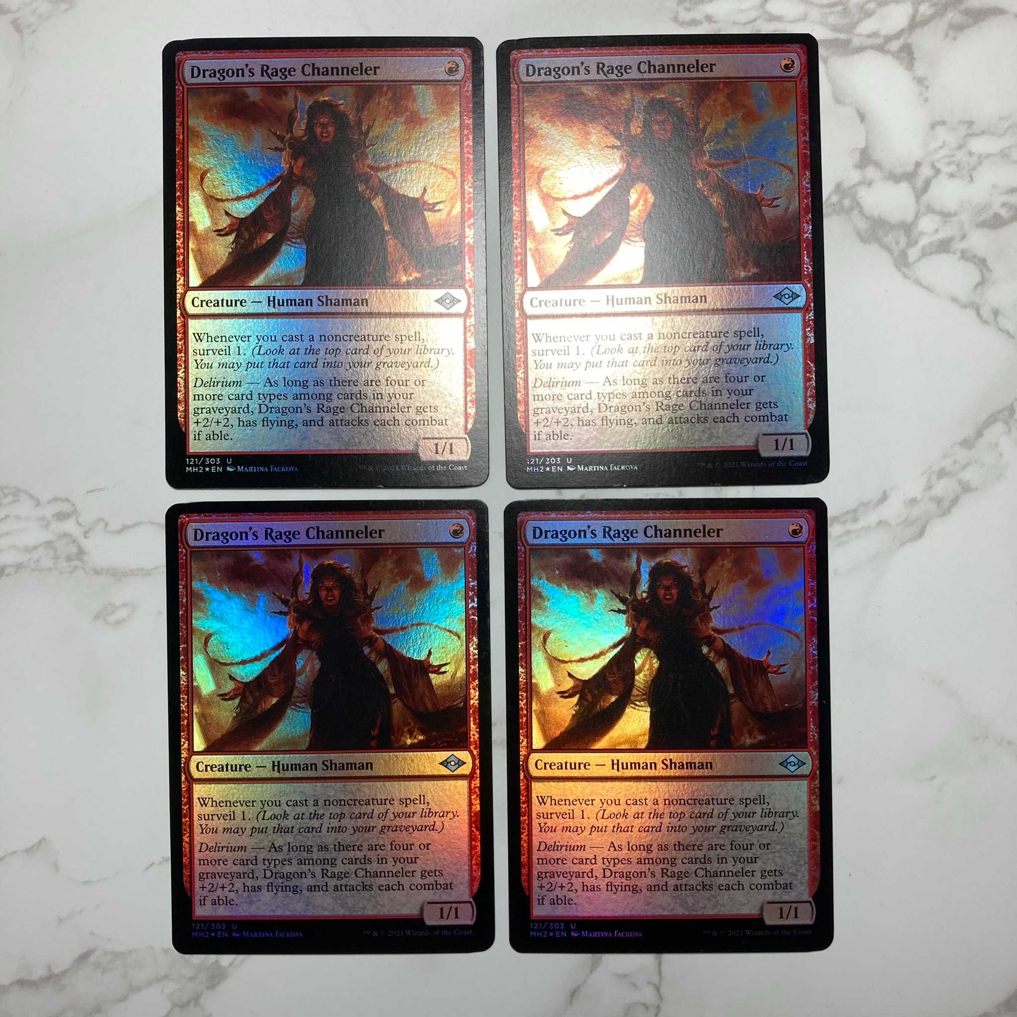 Dragon's Rage Channeler Uncommon 121/303 Modern Horizon 2 English Foil 4 copies