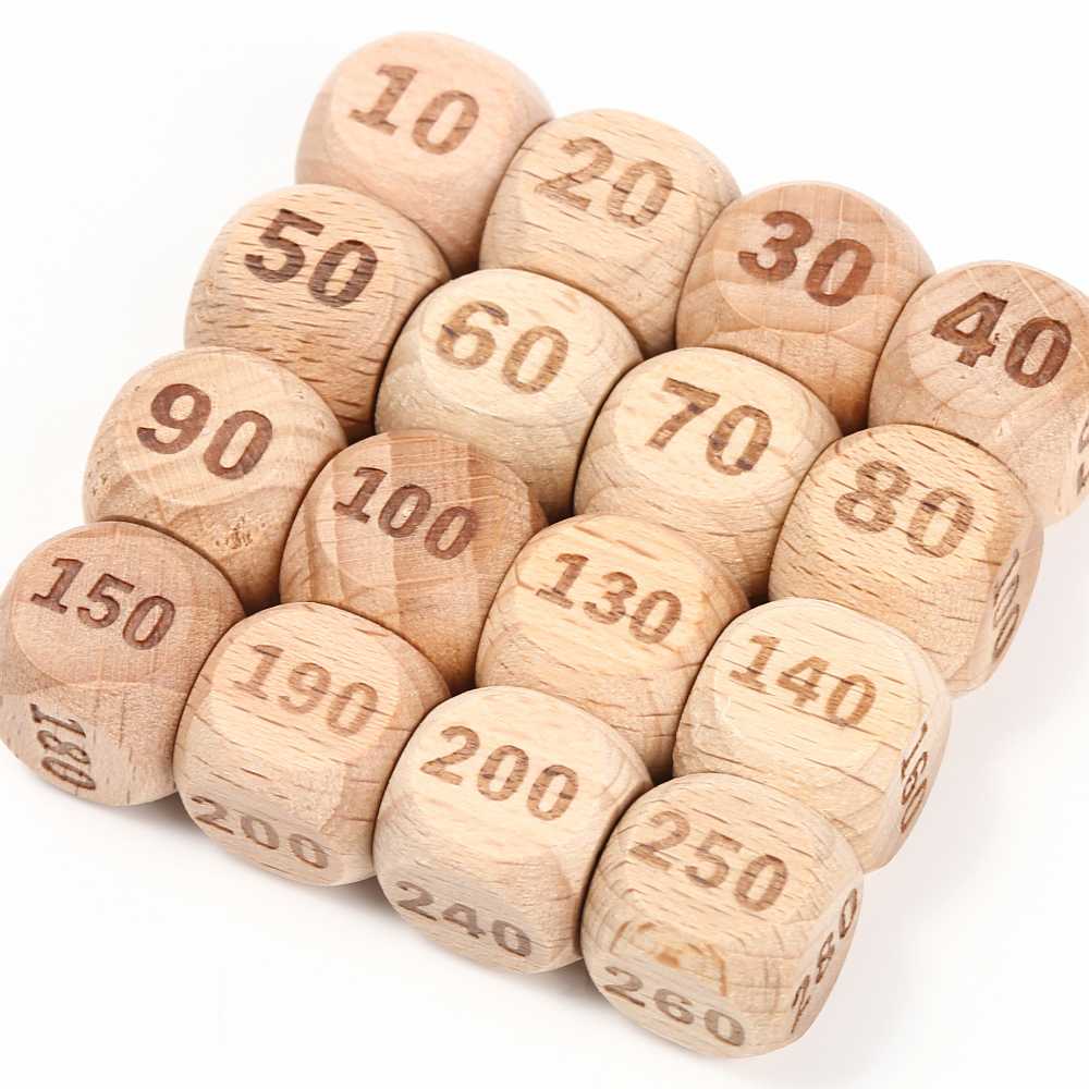 TOYGER Damaged Dice, wooden (natural), 16 pieces, new.