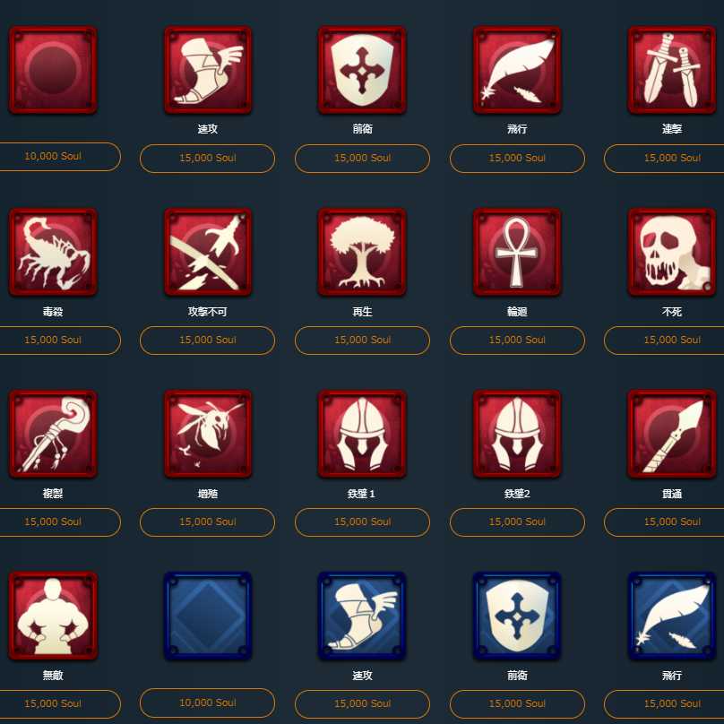 15000Soulで購入できるスピリット１つ