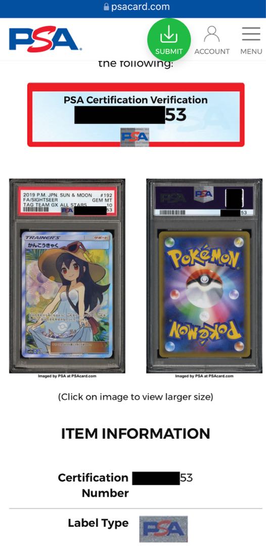 PSA10] Pokémon Card Sightseer 3-Piece Set
