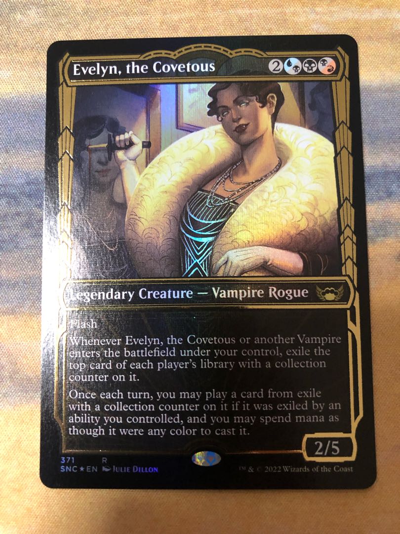 Evelyn, well deep, foil stamped foil