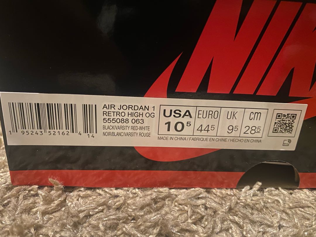 Nike AJ1 High OG Patent Bred 28.5cm