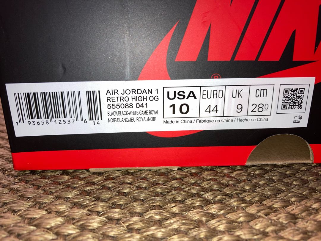 Nike Air Jordan 1 Retro High OG "Royal Toe" 28cm