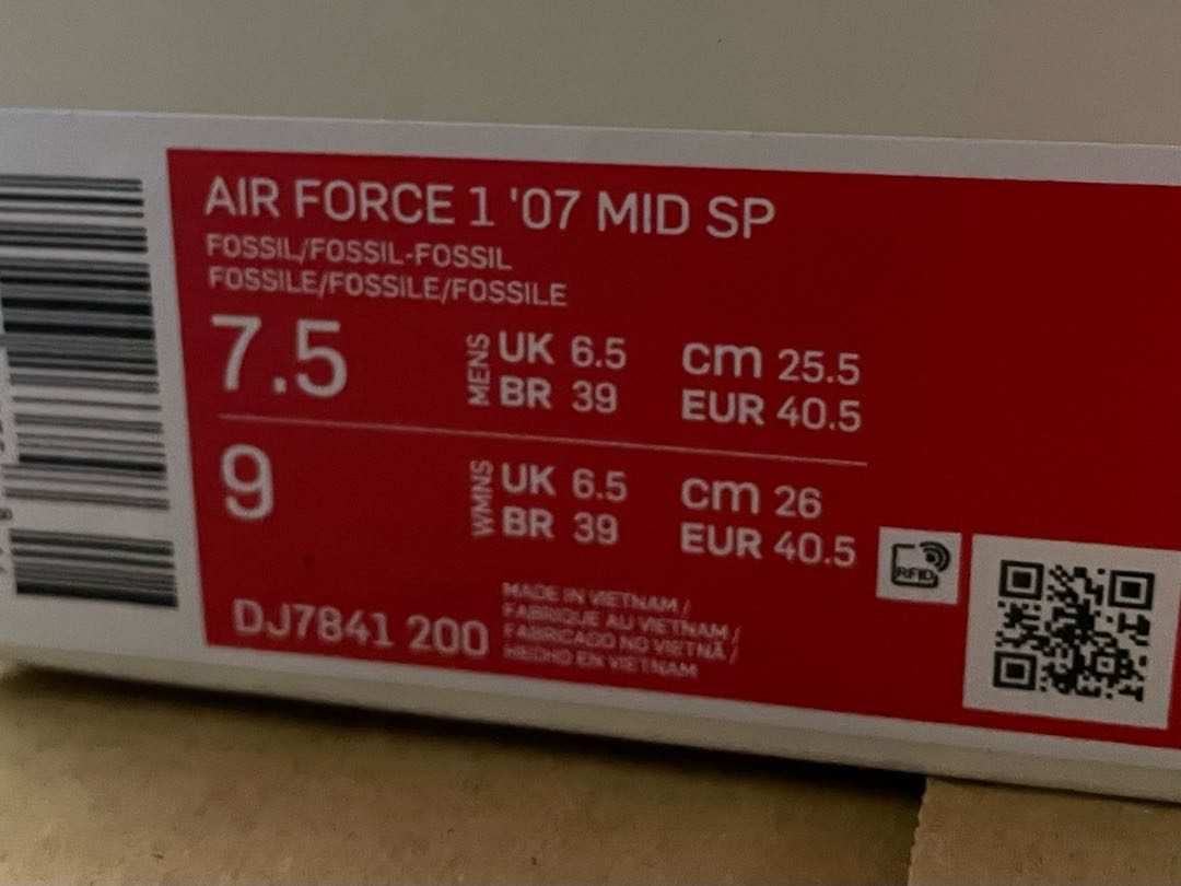 Stussy Nike Air Force 1 Mid Fossil Stone 25.5cm