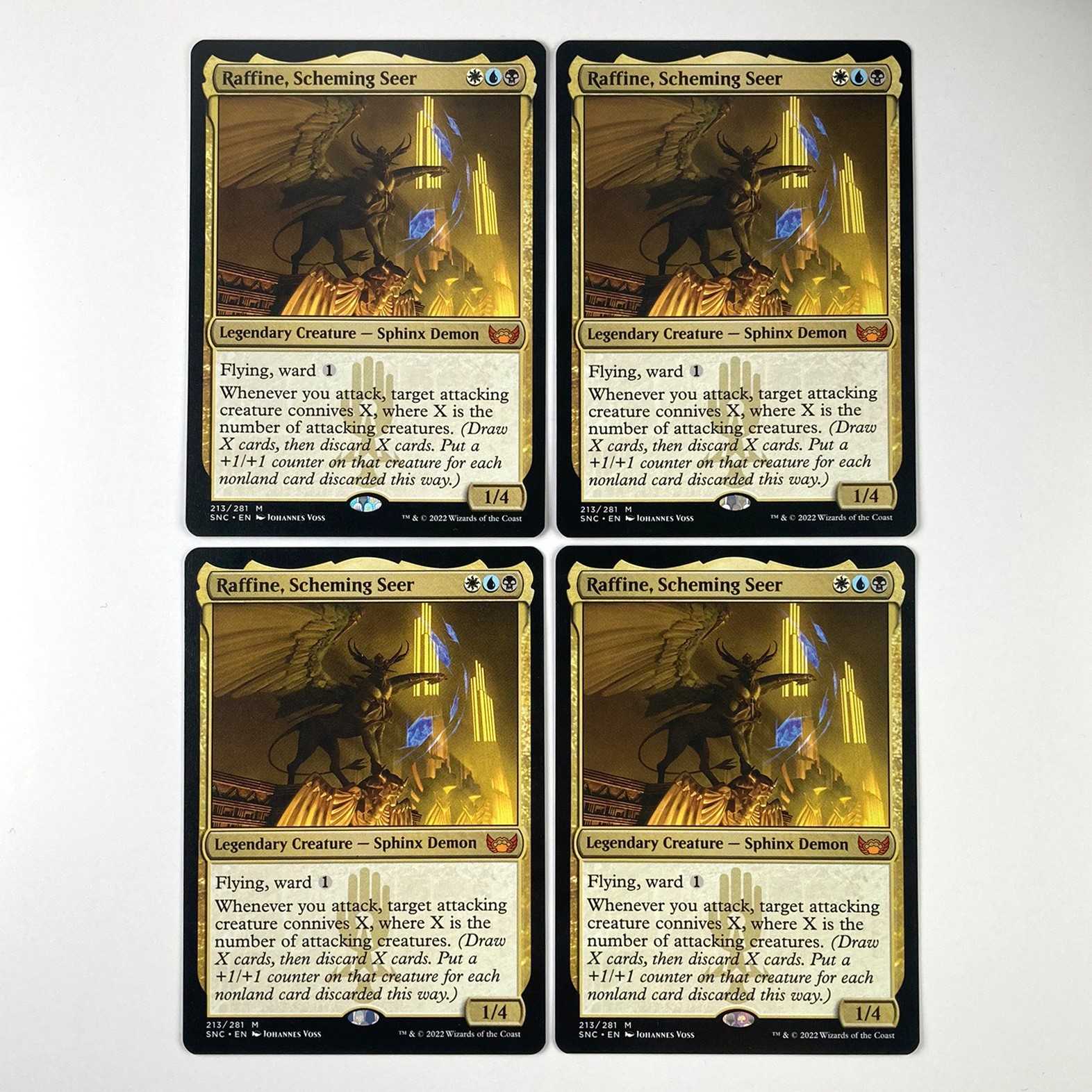 Machinate seer, Rafine Myth Rare 213/281 New Capena Street Corner English 4 copies
