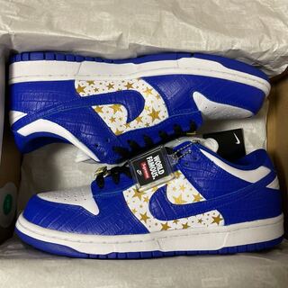 SUPREME × NIKE SB DUNK LOW OG QS "GOLD STARS" WHITE/HYPER BLUE 26cm