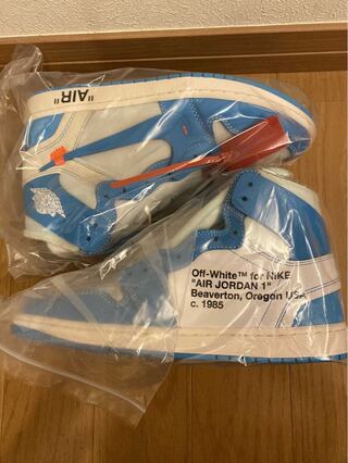 Off-White × Nike Air Jordan 1 High UNC "White/Dark Powder Blue" オフ　ホワイト 28cm