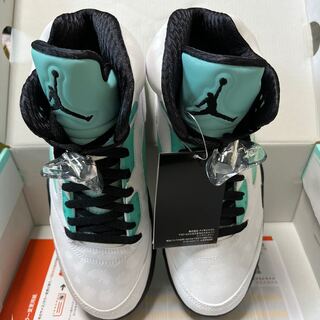 エアジョーダン5 WHITE/BLACK-WHITE-ISLAND GREEN 26cm