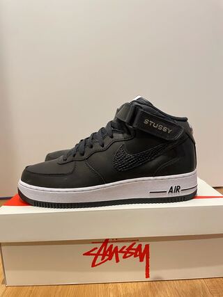Stussy × Nike Air Force 1 Mid "Black/Black"  27cm