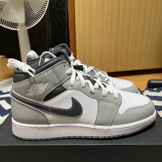 Nike GS Air Jordan 1 Mid "Grey-White/Anthracite" 24.5cm