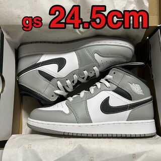 Nike GS Air Jordan 1 Mid Grey-White/Anthracite 24.5cm