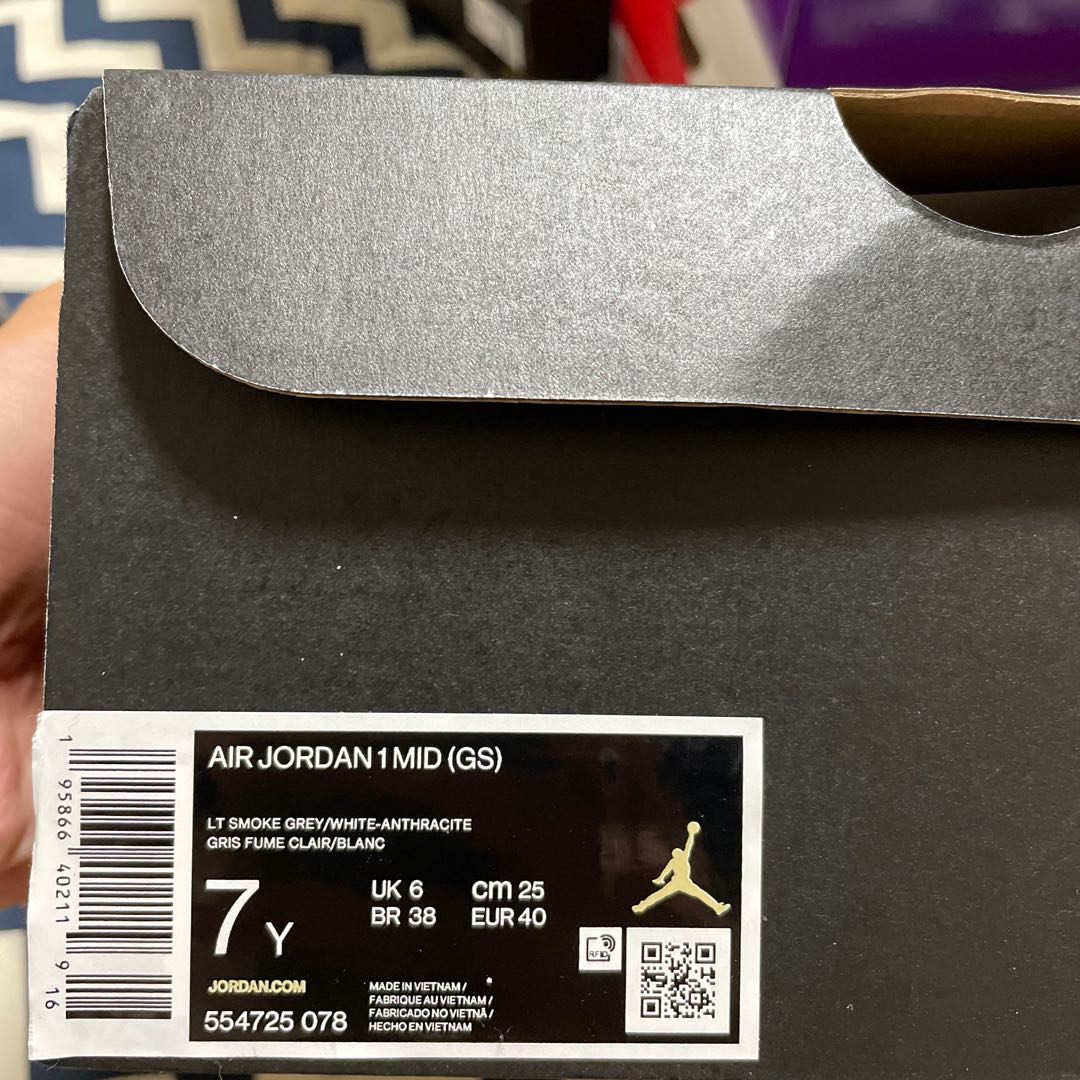 Nike GS Air Jordan 1 Mid "Grey-White/Anthracite" 25cm