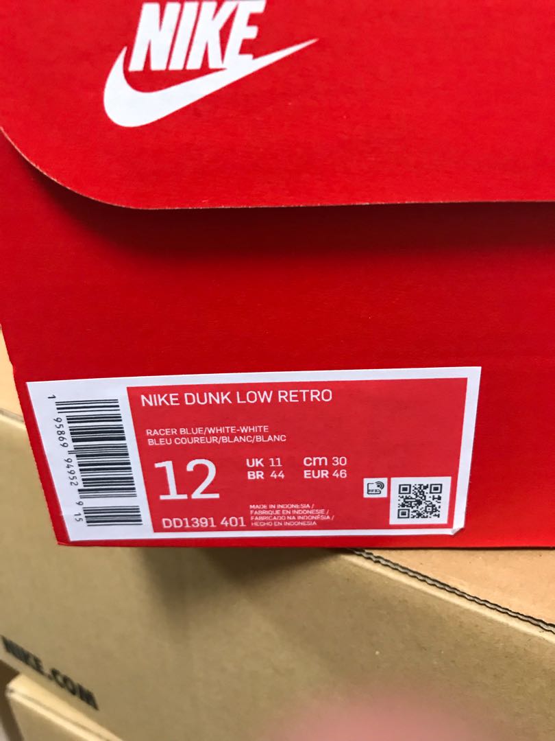 Nike Dunk Low Racer Blue and White 30cm