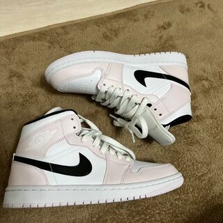 NIKE WMNS AIR JORDAN 1 MID "LIGHT VIOLET/WHITE/BLACK" 24cm