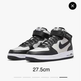 Stussy × Nike Air Force 1 Mid "Black and Light Bone" 27.5cm