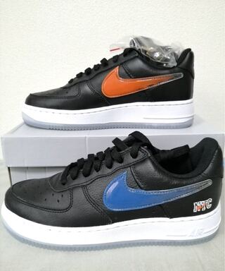 キス × ナイキ エアフォース1 ニューヨーク ニックス "ブラック/ブリリアント オレンジ/ラッシュ/ブリリアント ホワイト" CZ7928-001 24cm