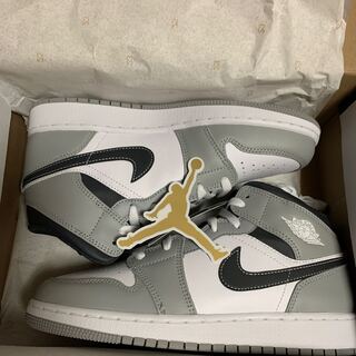 Nike GS Air Jordan 1 Mid "Grey-White/Anthracite" 24.5cm