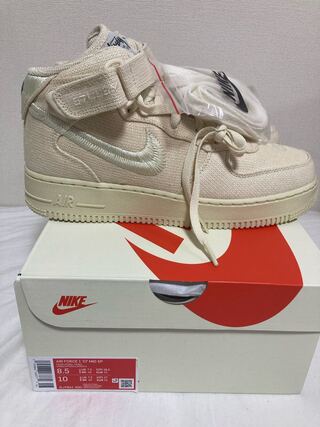 Stussy × Nike Air Force 1 Mid "Fossil Stone" 26.5cm