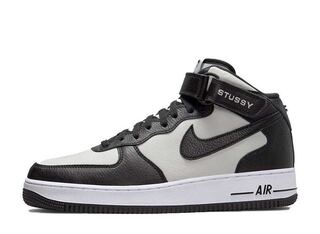 Stussy × Nike Air Force 1 Mid "Black and Light Bone" 26.5cm