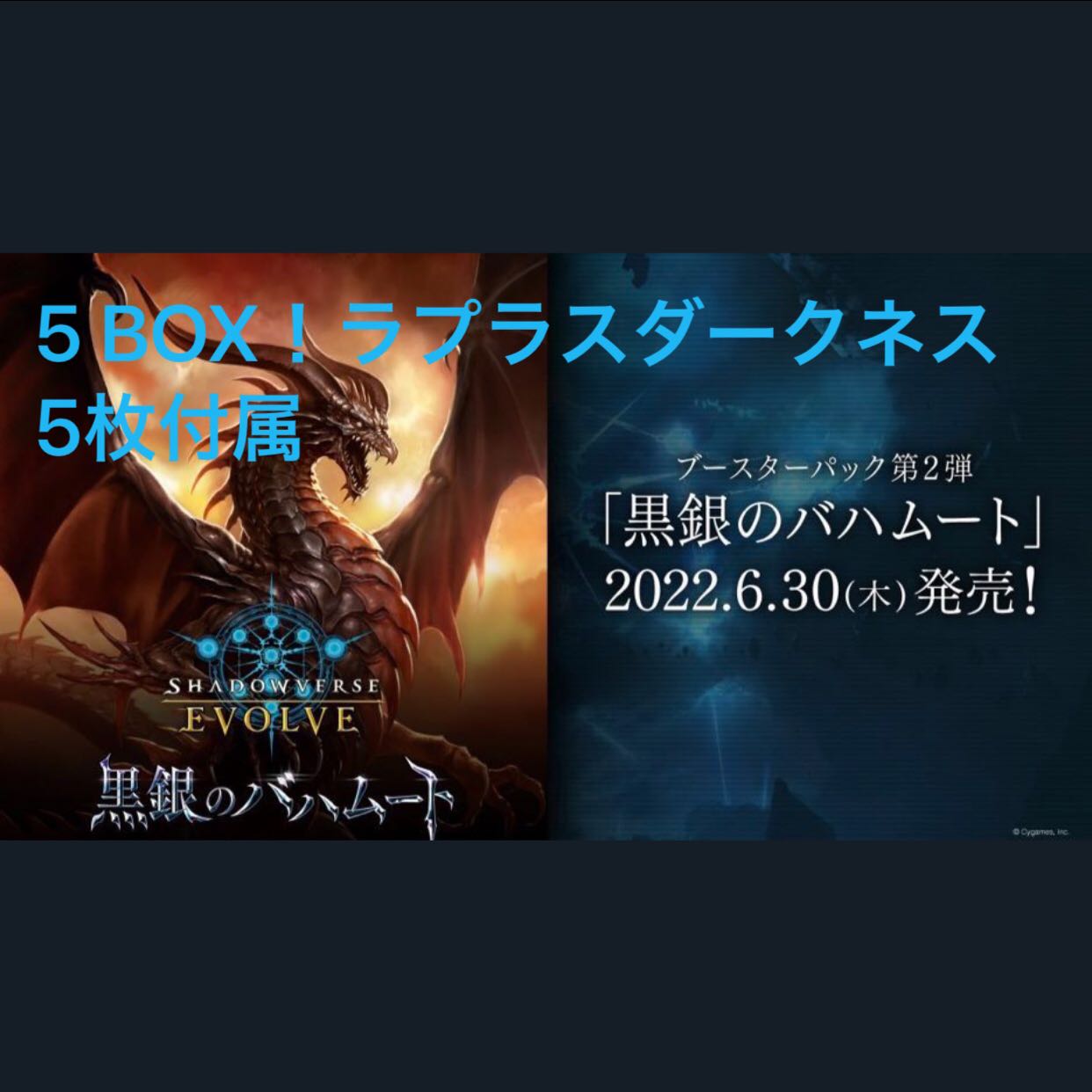 【初版】第二弾 シャドウバースエボルヴ 黒銀のバハムート 5box未開封 ラプラス5枚付き 5枚