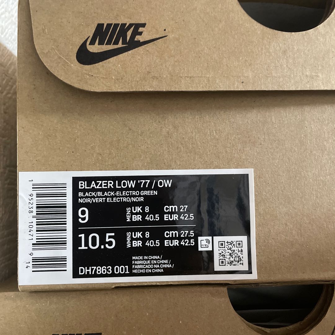 Off-White x Nike Blazer Low "Black and Electro Green" 27cm